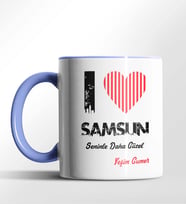 Kişiye Özel Samsun Seninle Daha Güzel Tema Siyah Renk Kupa (Mavi)