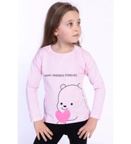 Toontoy Kız Çocuk Baskılı Tişört (Açık Pembe)