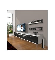 Decoraktiv Eko 220r Slm Krom Ayaklı Tv Ünitesi Tv Sehpası (Beyaz-Siyah)
