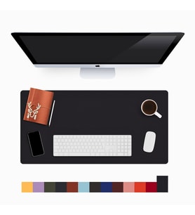 Modica Lindos - Deri Mat, Masa Pedi, Büyük Mouse Pad, Ofis için Mat (Siyah)