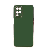 Oppo A54 4G Kılıf Kenarları Gold Kamera Korumalı Renkli Pastel Silikon Mavi Açık BARK (Koyu Yeşil)