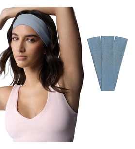 3'lü Spor Saç Bantları - Elastik Kaymaz İnce Saç Ter Kafa Bandı Bandana, Kadın & Erkek Koşu Fitness Yoga Pilates Makyaj Yüz Yıkama Atletik Egzersiz Saç Bandı (Açık Mavi)