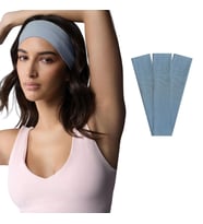3'lü Spor Saç Bantları - Elastik Kaymaz İnce Saç Ter Kafa Bandı Bandana, Kadın & Erkek Koşu Fitness Yoga Pilates Makyaj Yüz Yıkama Atletik Egzersiz Saç Bandı (Açık Mavi)