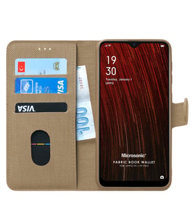 Microsonic Oppo F9 / F9 Pro Kılıf Fabric Book Wallet (Gold)