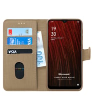 Microsonic Oppo F9 / F9 Pro Kılıf Fabric Book Wallet (Gold)