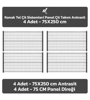 KONAK TEL ÇİT SİSTEMLERİ 4 ADET TAKIM PANEL ÇİT TELİ 75X250 CM (Antrasit)