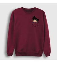 Presmono Unisex Beyaz Pocket Goku Anime Dragon Ball Sweatshirt 236841tt (Bordo)