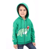 Toontoy Erkek Çocuk Baskılı Hırka (Koyu Yeşil)