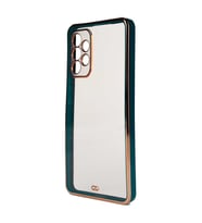 Samsung Galaxy A52 Kılıf Köşeli Gold Şeffaf Kapak (Yeşil)