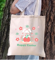 BK Gift Happy Easter Tasarımlı Kanvas Bez Çanta, Baskılı Omuz Çantası, Alışveriş Çantası, Plaj Çantası, Arkadaşa Hediye (Model 8)