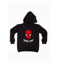 Spiderman baskılı örümcek adam kapüşonlu pamuklu kumaş çocuk sweatshirt (Siyah)