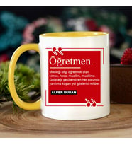 Öğretmen Anlamı Kupa Bardak - Öğretmene Hediye (Sarı)