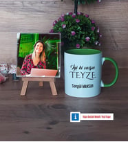 Teyzeye Doğum Günü Hediyesi Fotoğraflı Dekoratif Taş, Kupa Bardak Beyaz Hediye (Model 14)