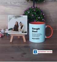 Arkadaşa Hediye Fotoğraflı Dekoratif Taş, Kupa Bardak Beyaz Hediye (Model 13)