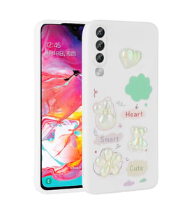 Galaxy A70 Kılıf Kabartma Figürlü Parlak Toys Silikon Kılıf (Beyaz)