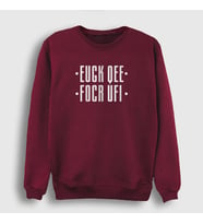 Presmono Unisex Beyaz Fuck Off Katlamalı Gizli Yazılı Sweatshirt 342820tt (Bordo)