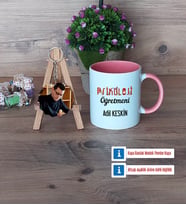 Psikoloji Öğretmeni Kupa Bardak Beyaz ve Fotoğraflı Ahşap Anahtarlık Hediye Öğretmenler Günü Hediyesi (Model 6)