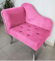 Yeni Model Tekli Köşe Koltuğu Josefin Bench Gümüş Ayak (Pembe)