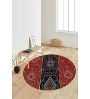 Dijital Baskılı Kaymaz Taban Yıkanabilir Yuvarlak Salon Halısı Koridor Halısı Paspas NDY-SD-374 (Kırmızı)