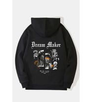 Dream Maker Baskılı Unisex Oversize Sweatshirt (Siyah)