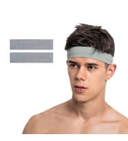 Spor Saç Bandı 2li Sporcu Erkek Kafa Bandı Headband Tenis Gym Ter Bantı Spor Fitness Saç Bantları Yoga Crossfit Bisiklet Koşu Yürüyüş Erkekler İçin Süper Penye Esnek Canlı Likralı İddia Geniş Alın Bandı 2li Set (GRİ MELANJ )