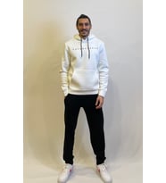 Erkek Kapşonlu Rahat Kalıp İçi Polarlı 3 iplik Feture Baskılı SweatShırt spr24sw14 (Ekru)