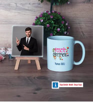 Felsefe Öğretmeni Fotoğraflı Dekoratif Taş, Kupa Bardak Beyaz Hediye (Model 1)