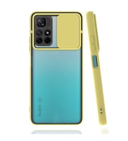 Xiaomi Poco M4 Pro 5G Kılıf Lensi Sürgülü Kamera Koruyucu Kılıf (Sarı)