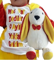 Uyku Arkadaşım PAPYONLU Uzun Kulak Bunny Peluş Tavşan 65 cm (Kırmızı)
