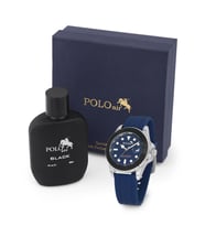 Polo Air Mercan Takvim Erkek Kol Saati Ve Parfüm Seti Hediyelik Kutusunda Set PL-0943E (Gümüş-Lacivert)