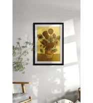 Ahşap Çerçeveli Tablo Çerçeveli Ahşap Dekor Tablo Seti Dekoratif Tablo Van Gogh Ay Çiçeği Tablo ÖZC-428 (Siyah)