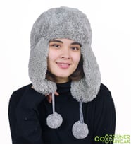 Mavimsi Home Kürklü Kulaklıklı Peluş Şapka,bere (Gri)