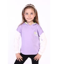 Toontoy Kız Çocuk Kapüşonlu Blok Renkli Sweatshirt (Lila)