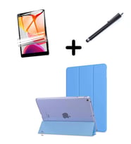 Apple iPad 2 3 4 Kılıf Set PU Deri Smart Tablet Kilifi Ekran Koruyucu + Kalem (Mavi)
