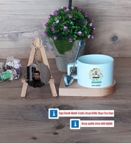 Blogger Kupa Bardak Beyaz ve Fotoğraflı Ahşap Anahtarlık Hediye (Model 8)