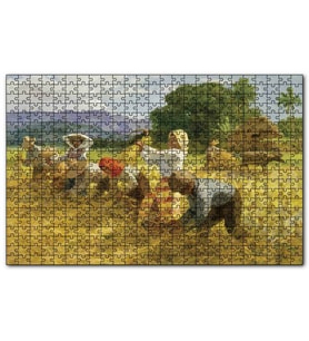 Cakapuzzle Hasat Yapan Köylüler Yağlıboya Puzzle Yapboz MDF (Ahşap) (500 Parça)