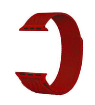 Apple Watch Seri 2/3/4/5/6/7/8/se 38mm-40mm-41mm Uyumlu Hasır Metal Kordon (Kırmızı)