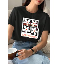 Unisex Serendipity Baskılı Oversize Tshirt (Siyah)