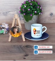 Mühendisler Günü Hediyesi Türk Kahvesi Fincanı Ahşap Altlıklı ve Fotoğraflı Ahşap Anahtarlık Hediye (Model 4)