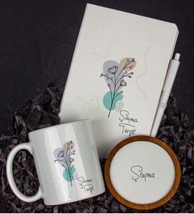 Kişiye Özel Defter Kalem Kupa Ve Bardak Altlığı Hediye Seti 103681 (Model 3)