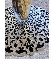 runner/yuvarlak/orta sehpa örtüsü/supla/s.deri işlemeli/46cm/ (Siyah - Gümüş)
