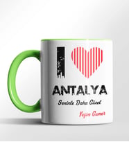 Kişiye Özel Antalya Seninle Daha Güzel Tema Siyah Renk Kupa (Yeşil)