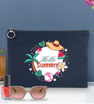 BK Gİft Yaz Temalı-4 Astarlı Portföy Çanta 30x21cm(12 Renk Seçeneği), Baskılı El Çantası, Organizer Çanta (Lacivert)