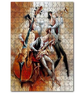 Cakapuzzle Çello Saksofon ve Trompet Çalan Müzisyenler Puzzle Yapboz MDF (Ahşap) (1000 Parça)
