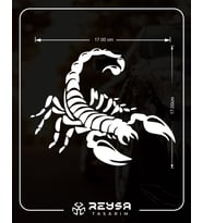Akrep Sticker siyah 15x15 CM (Beyaz)