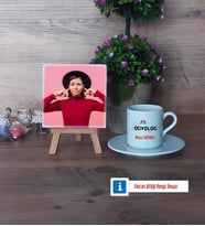 Odyolog Fotoğraflı Dekoratif Taş, Ahşap Altlıklı Türk Kahvesi Fincanı Hediye (Model 2)