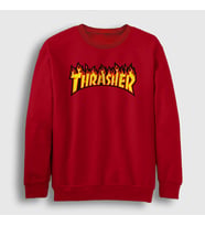 Presmono Unisex Beyaz Logo V1 Thrasher Sweatshirt 278262tt (Kırmızı)