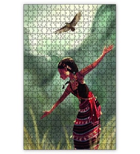 Cakapuzzle Köylü Kızı Kuşlar Doğa Puzzle Yapboz MDF (Ahşap) (255 Parça)