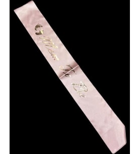 Saten Üzerine Mom To Be Yazılı Kuşak (Pembe-Altın)
