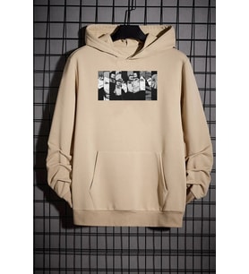 Unisex Naruto Baskılı Sweatshirt (Bej)